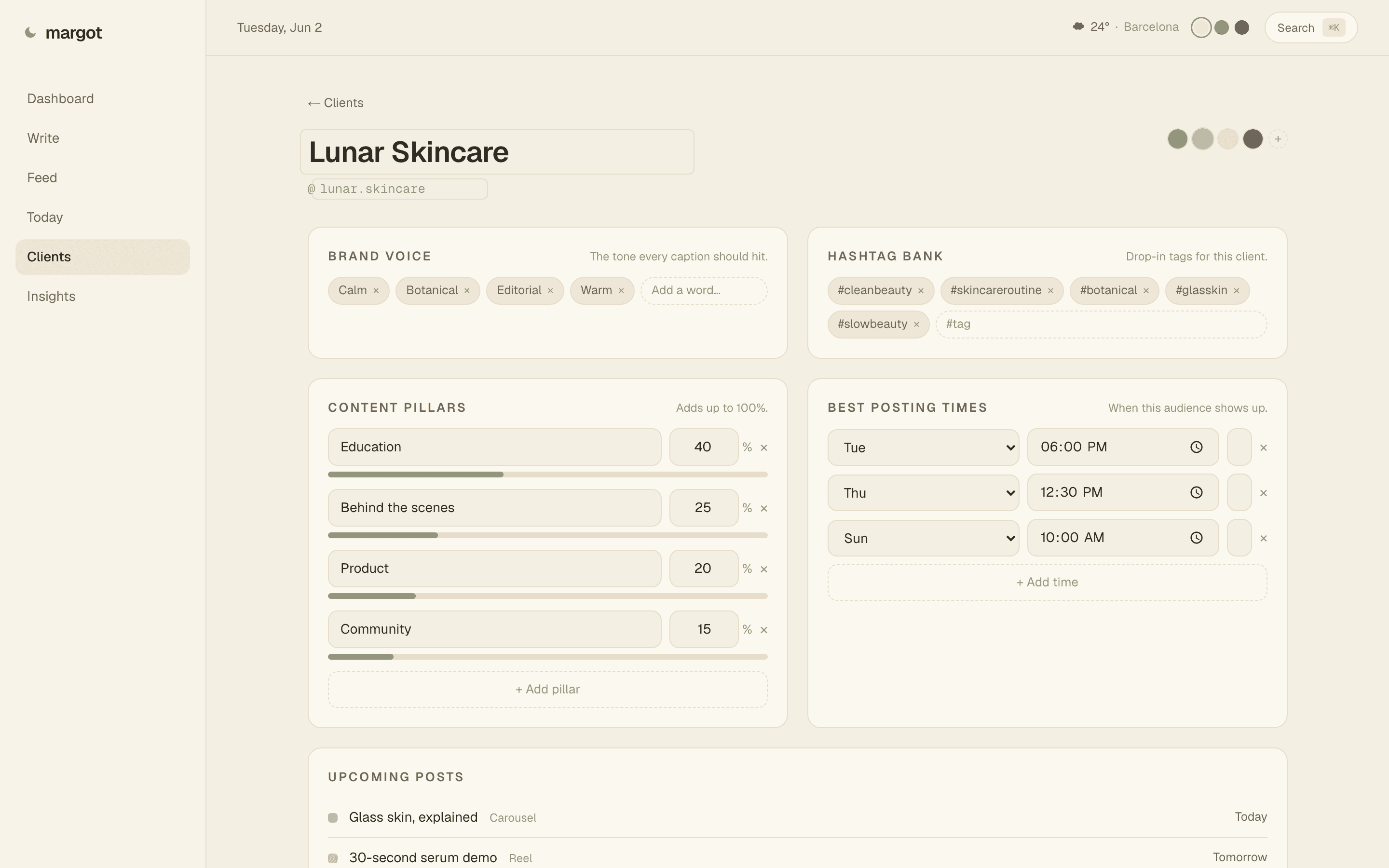 Margot — Clients · Brand DNA